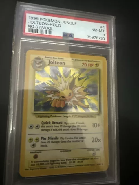 Jolteon 4/64 Jungle NO SYMBOL ERROR Holo Rare Pokemon Card PSA 8 NM-MT