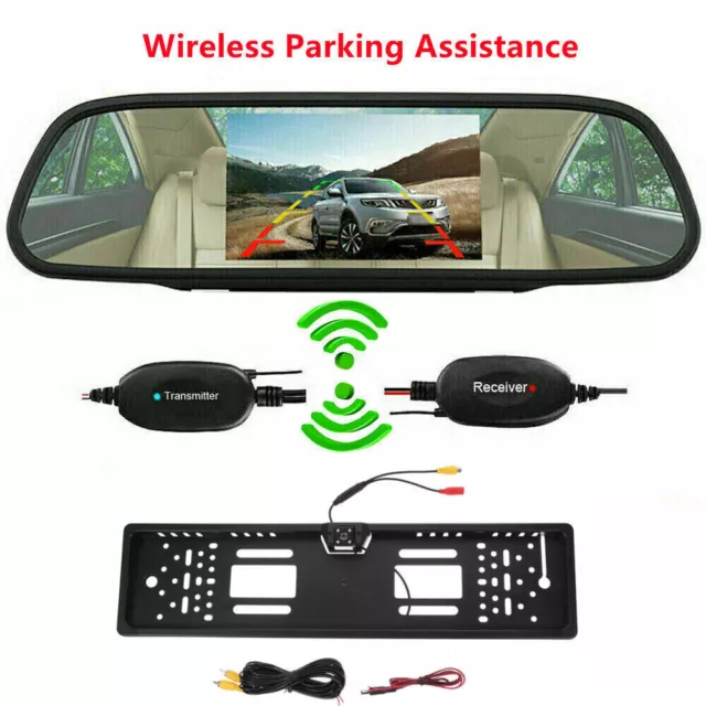 Wireless Car Bus Van Rear View Kit 4.3" Mirror Monitor + IR LED Reversing Camera