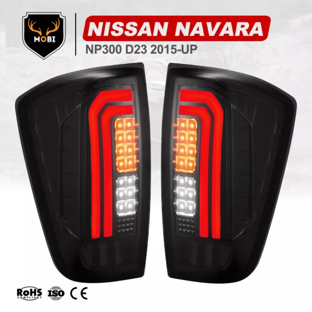 MOBI LED Tail Lights For NISSAN NAVARA NP300 D23 2015-UP Smoked Rear Lamp