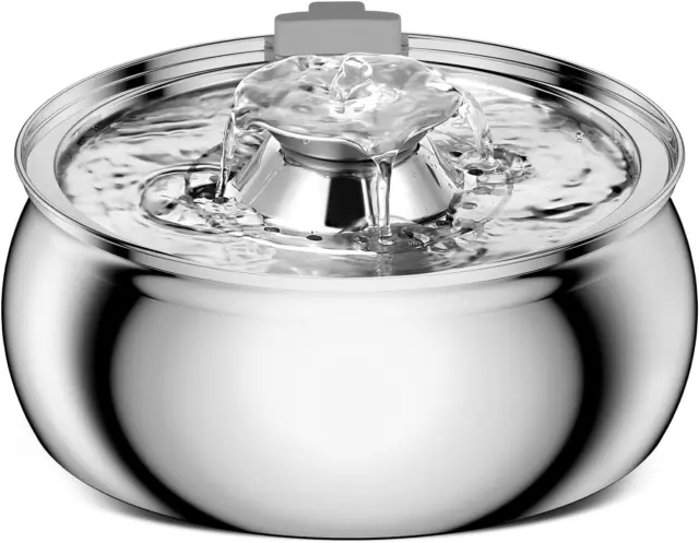 Stainless Steel Pet Water Fountain - Quiet & Large Capacity