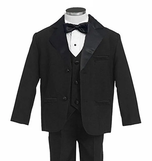 GINO GIOVANNI Boys Kids Black Usher Tuxedo Tux Dress Suit Set Size Baby To Teens