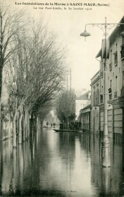 Inondations Marne à SAINT MAUR DES FOSSES Rue Paul Emile 30 janvier 1910