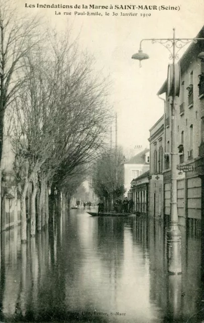 Marne Floods to SAINT MAUR DES FOSSES Rue Paul Emile January 30, 1910