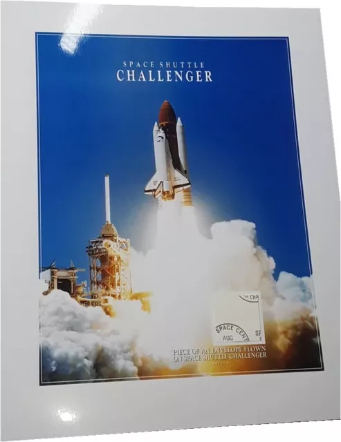 1" X 1" piece of SPACE SHUTTLE CHALLENGER space FLOWN envelope 25th NASA 1983