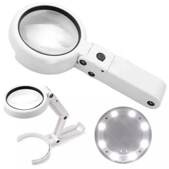 5X 11X 8 LED Light Magnifying Glass Magnifier Foldable Stand Table Reading Write