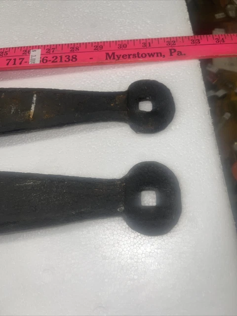 32 Inch Antique Hand Forged Iron Strap Hinges Barn Door Used Nice Shape 4