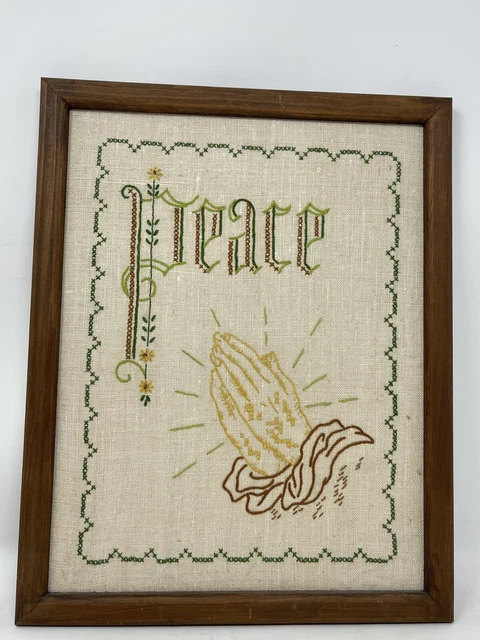 Manos de Oración Bordadas De Colección Paz Espiritual Enmarcado Agujas 15 X 12