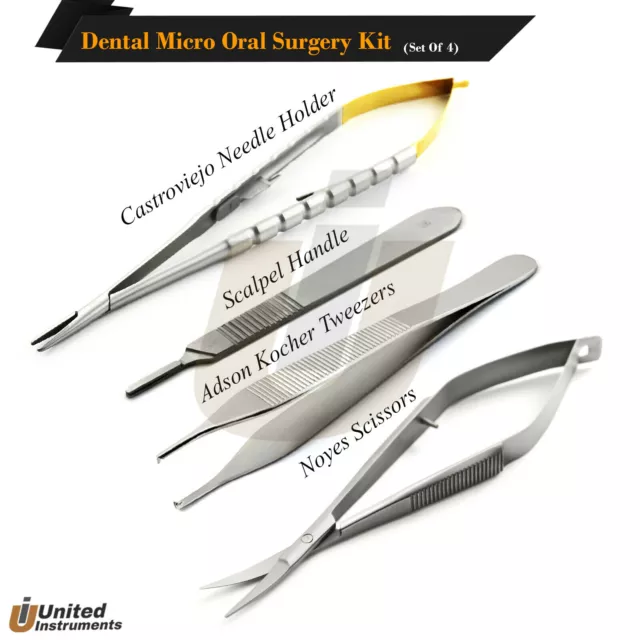 Dental Oral Surgery Kit Micro Suture Needle Holder Forceps Tissue Cut Scissors