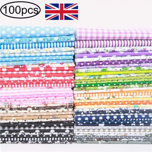 Mixed 100pcs Cotton Fabric Material Joblot Value Bundle Scraps Offcuts Quilting