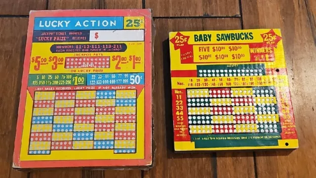 Punch Boards Trade Stimulator Lottery Vintage Unpunched Lot Of 2 Baby Sawbucks