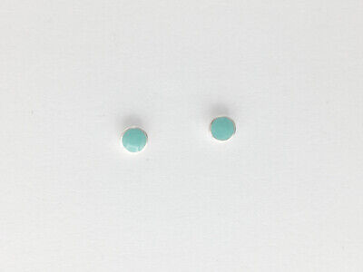 Sterling silver tiny 3mm Synthetic Turquoise stud earrings-studs,