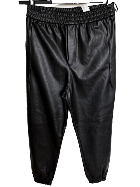 Pantalon Zara Simili Cuir Noir - Taille Haute, Coupe Skinny, Cheville Zippée, Taille XS, Neuf