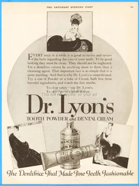 1923 Dr Lyons Tooth Powder Dental Cream 1920s Flapper Girl Bathroom Décor Ad