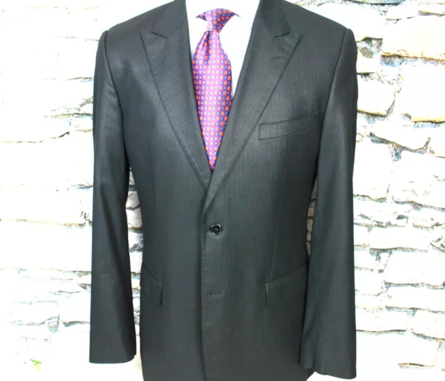 VERSACE Collection IMen's Black Blazer Satin Stripe Peak Lapel Side Vents Italy