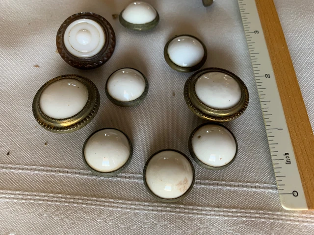 Lot of Antique Victorian White Dome Sulfide Hang Nail Tops 2