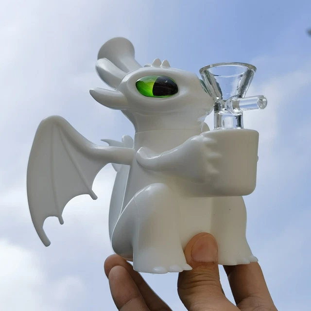 5.5" White Dragon Monster Hookah Silicone Water Pipe Bong Shisha + Glass Bowl