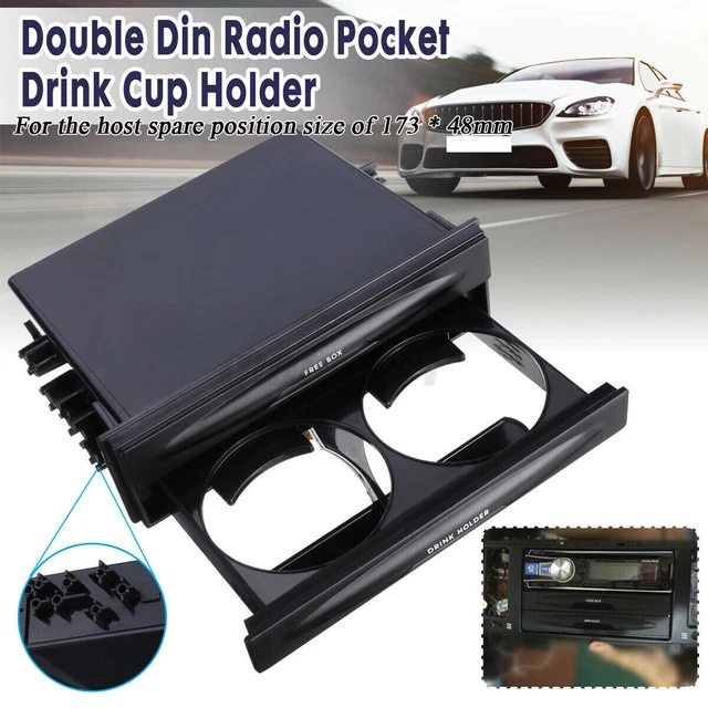 Single Din Radio Cup Holder Pocket Kit w/Drink-Cup Water Coffee Storage Box