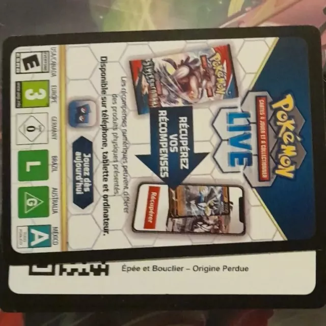 Lot de 36 codes Origine Perdue BOOSTER ONLINE JCC TCG Pokémon