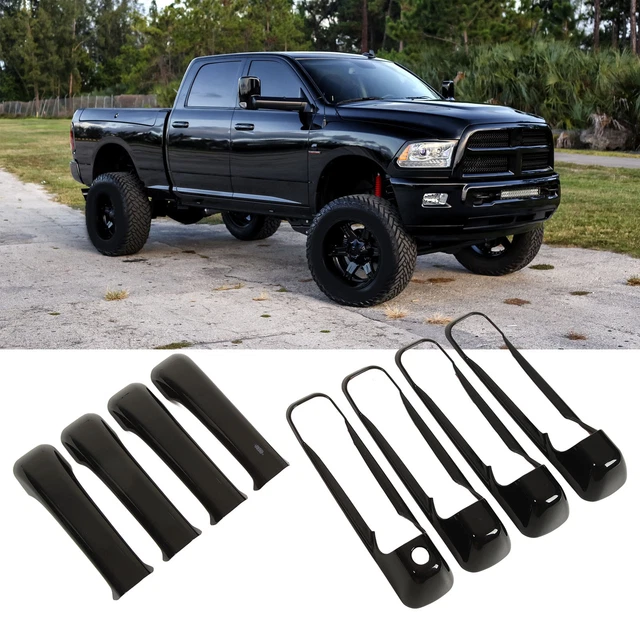 8Pcs Car Exterior Door Handle Covers Glossy Black For Dodge 1500 2500 3500