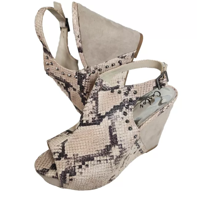 Carlos by Carlos Santana Womens Size 8 Platform Wedge Sandals Marcia Snake Print