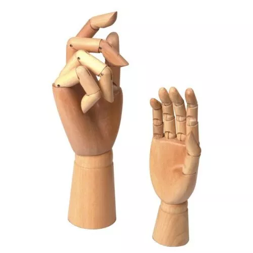 2 Assorted Size Large & Small Wooden Hand Artist Drawing Manikin Joint Mannequin