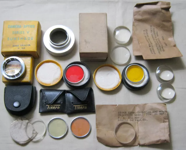 Old EDMUND SALUAGE Kodak Camera LENSES, Filters & Parts Various Sizes LOT