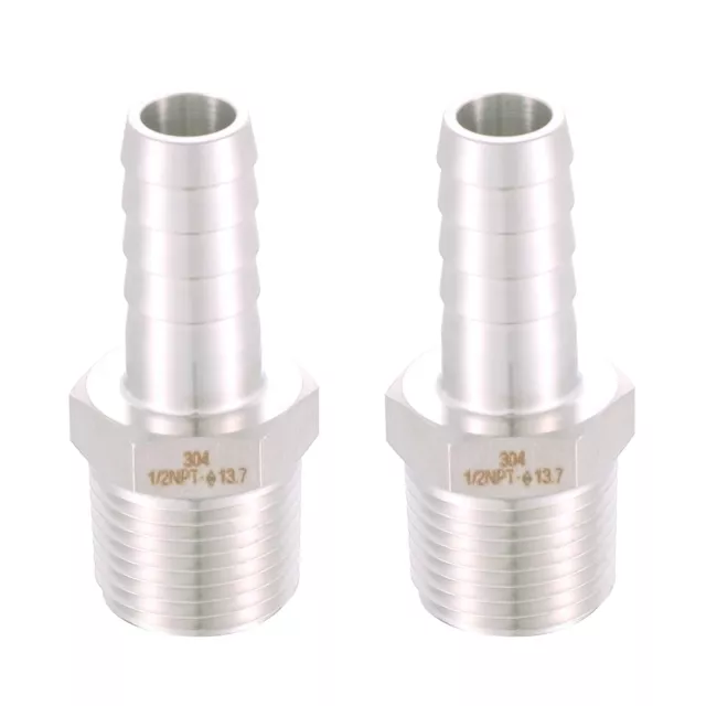 304 Stainless Steel 1/2" Hose Barb to 1/2" Male NPT Home Brew Fitting Water F...