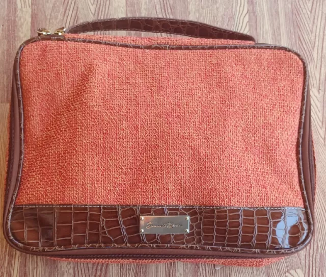 Samantha Brown Orange Tweed Reptile Brown Trim Organizer Travel Bag Luggage