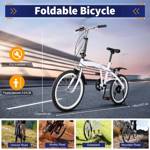20 Zoll Faltrad Klappfahrrad - 7 Gang City Bike Mit Doppel V-Bremse
