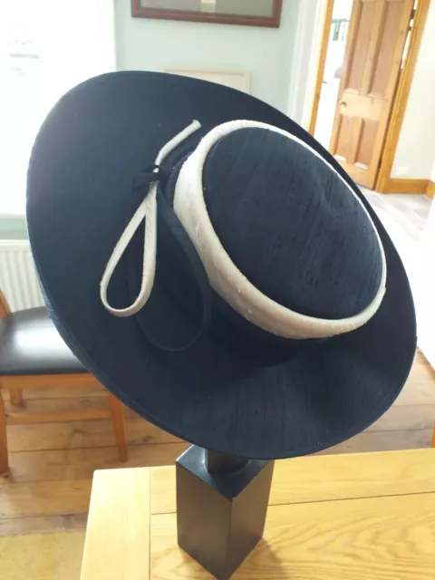 Whitely Made In England Navy &  Cream Ladies Straw Hat. Races. Wedding.