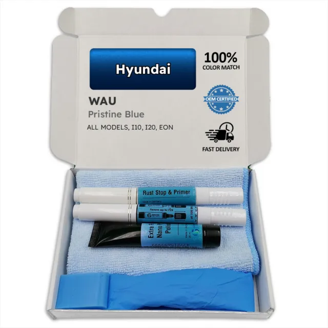 WAU Pristine Blue Touch Up Paint for Hyundai I10 I20 EON Pen Stick Scratch Chip