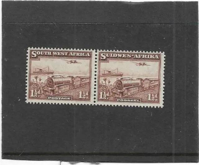 South West Africa 1937 Mail Train Bilingual Pair Sg.96 Lightly Mounted Mint Mlh