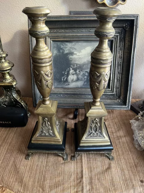 Vintage Ornate BrassCastilian Candle Holders Solid & Heavy