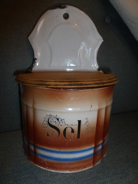 3 pots vintage en tôle émaillée : Café, Chicorée, Sucre