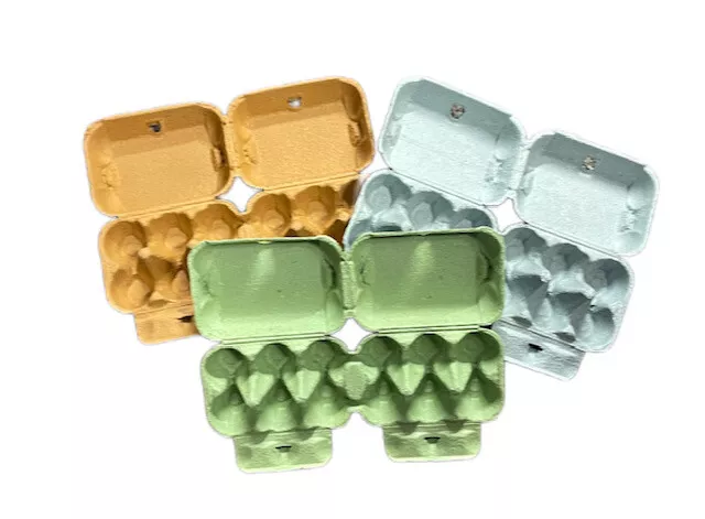 Egg Cartons   - Smooth Lid Effect 6 - Coloured Cardboard Box Green Blue & Coffee