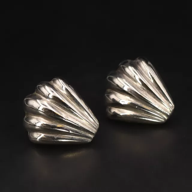 Sterling Silver - Scalloped Clam Shell Post Earrings - 9g