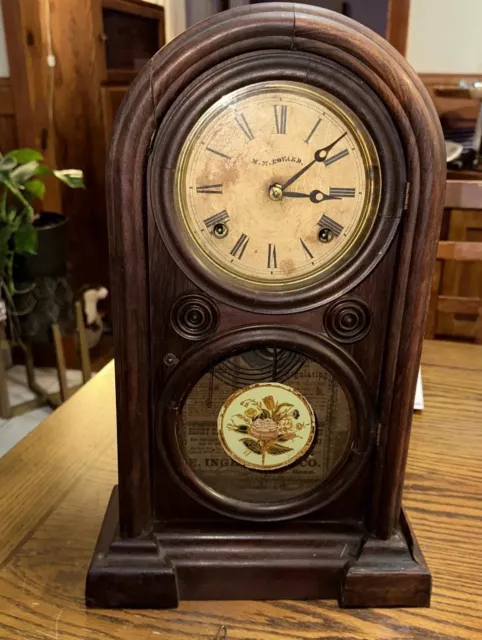 Antique Figure 8 Ingraham Time And Strike Mantle Clock