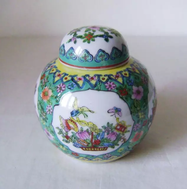 Chinese Enamelled Porcelain Ginger Jar / Vase & Lid  C.20th