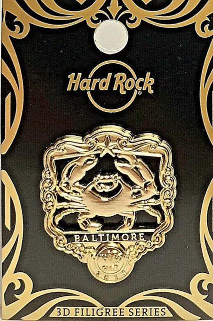 Hard Rock Cafe Baltimore Pin 3D Gold Filigree Series 2018 Crab LE New # 101200