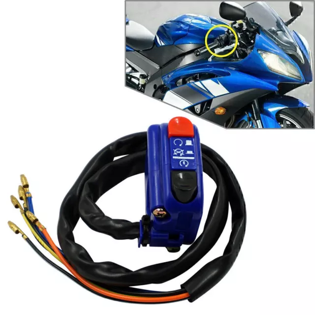 7/8" Handlebar Motorcycle Ignition Switch On Off Starter Engine Universal Blue