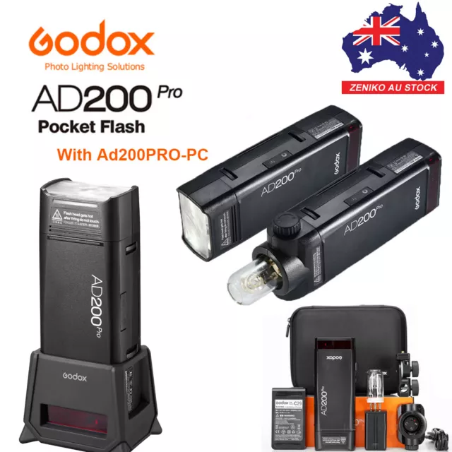 AU GODOX AD200pro 2.4G TTL HSS Pocket Speedlite Flash with AD200PRO-PC KIT