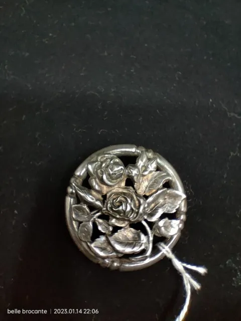 ancienne broche en argent motif fleurs poincon crabe 13 grammes