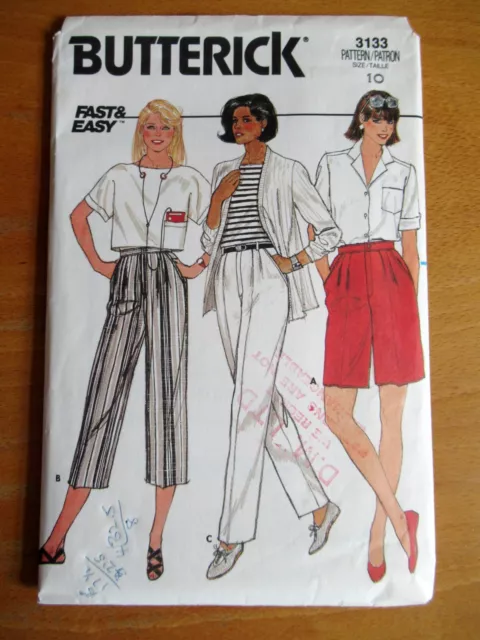 Women's Sewing Pattern: Trousers, Shorts.  Size 10. Butterick 3133