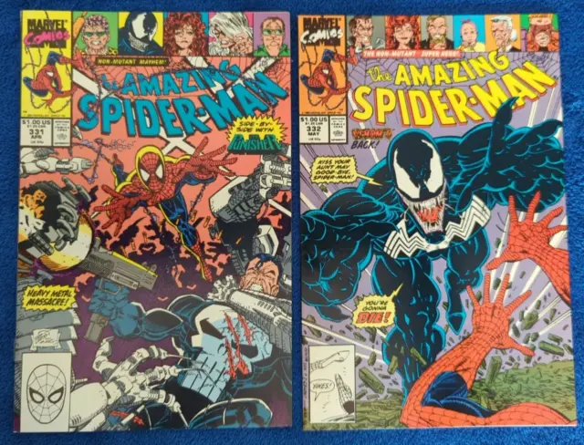 Amazing Spider-Man #331, 332. 1990. Marvel. Punisher! Venom! 9.8 Near Mint/Mint!