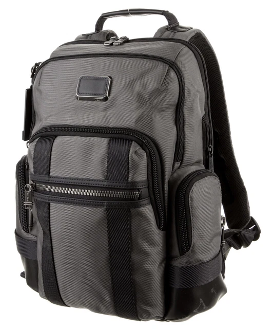 NEW Tumi Alpha Bravo Nathan Backpack Black Gray Leather Nylon 232693GYE $450