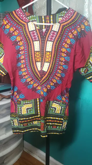 Dashiki Womens African MEDIUM 100% Cotton Cultural Shirt. 20x26