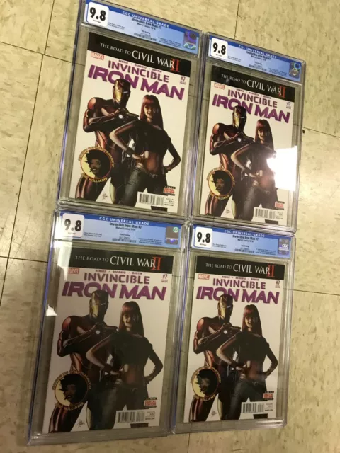 LOT (4) Invincible Iron Man 7 1st Riri Williams CGC 9.8  3rd Print RARE Comic