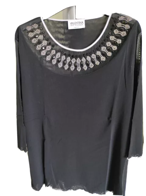 Maglia, blusa donna leggera elegante perline manica tre quarti tg XL/XXL
