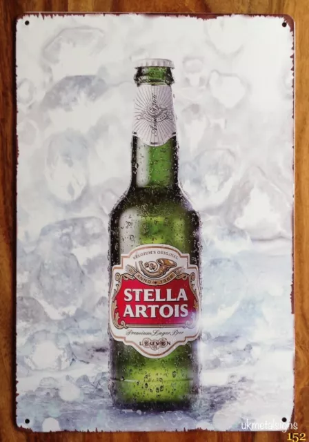 Stella Artois Birra Vintage Insegna Metallo Latta Retro Placca Garage Bar Pub Uomo Grotta
