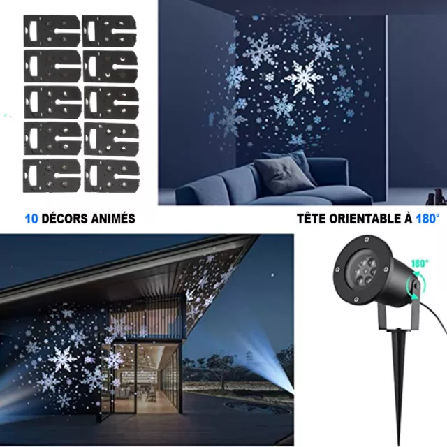 Projecteur LED de noel 10 décors lampe de projection étanche extérieur et intér